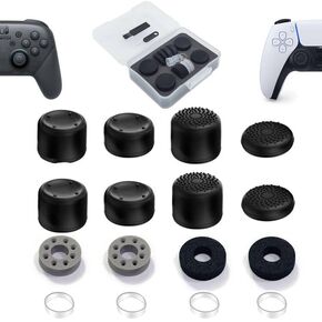 FPS Thumb Grip Gamepad مرتفعة مضادة للانزلاق عصا الإبهام غطاء عصا التحكم لـ PS5/4، حلقات Switch Pro Con-Precision، حلقات المساعدة، حقيبة تخزين (16 قطعة) (pn025) in Kuwait