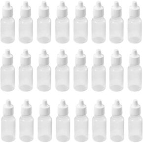 24PCS 15ml/0.5oz Empty Plastic Squeezable Dropper Bottles Portable Eye Liquid Dropper Bottles Eye Dropper Containers Essential Oil Bottle with Screw Cap and Plug for Eyelid Liquid
