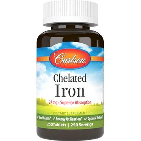 Carlson Labs Chelated Iron 27mg, 250 Tablets