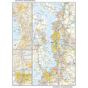 Seattle, Washington Wall Map, Large - 22.75" x 29" Laminated