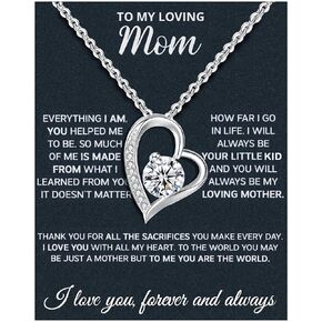 Mothers Day Gifts For Mom From Son Daughter Mom Necklace For Women New Mom Gifts Birthday Christmas Gifts With Heartfelt Message & Lighted Box (Sterling Silver, 682-heart 03 Blue)