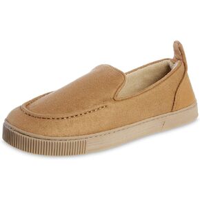 isotoner Men's Microsuede and Canvas Closed Back Slipper: Indoor/Outdoor, Memory Foam, Machine Wash