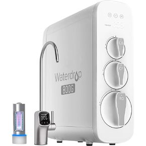 Waterdrop G3P800 Reverse Osmosis System, 800 GPD Fast Flow, NSF/ANSI 42 & 53 & 58 & 372 Certified, 3:1 Pure to Drain, Tankless Under Sink RO Water Filter System, LED Purifier, Smart Faucet