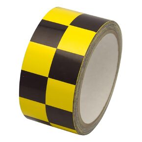 INCOM Manufacturing Checkerboard Race Pattern Laminated Safety Tape, 1 Inch Square, Yellow and Black, Indoor and Outdoor Use, 2 Inch x 54 ft, LCB210