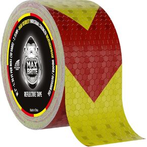 شريط عاكس ماكس برايت، شريط عاكس على شكل قرص العسل مقاس 30 قدمًا × 2 بوصة، شريط عاكس آمن للمقطورات والشاحنات والمعدات، شريط عاكس أصفر وأحمر، خارجي، مقاوم للماء، عبوتان in Kuwait