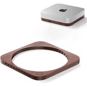 Wood Stand for Mac Mini and Mac Studio,Walnut MacMini/MacStudio Accessories,Handmade Mac Desktop Stand Holder Dustproof Heat-Disspation Mount (Black Walnut)