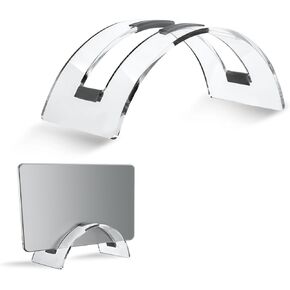 lasuroa Vertical Laptop Stand for Desk, Clear Acrylic Laptop Holder Invisible Space Saving Notebook Dock for MacBook HP Dell Home Office Desk Organizer Storage