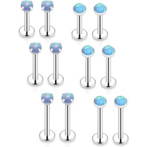 Xnsjeyy 16G Lip Rings For Women Stainless Surgical Steel Labret Jewelry Monroe Lip Ring Medusa Piercing Jewelry Tragus Helix Cartilage Forward Earring Piercing Jewelry For Women Opal 2MM 3MM 4MM