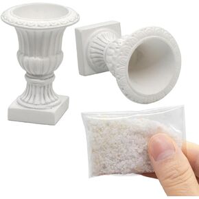 iLAND Miniature Dollhouse Accessories on 1:12 Scale, Mini Urn Planters 2pcs for Dollhouse Garden, Fairy Garden Accessories, Wedding Table Décor