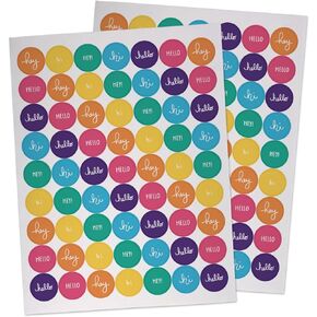 Cute & Colorful Hello Seal Stickers - 6 Round Solid Color Designs - Stickers for Envelopes, Business Orders, Packaging (126 Seals Pack)