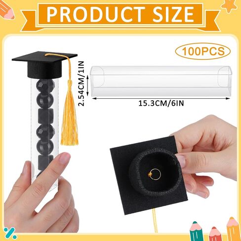 Leinuosen 100 Set 2024 Graduation Gumball Tubes Graduation Party Favors Include 100 Graduation Candy Container 100 Pcs Mini Graduation Caps with Gold Tassels Set for Grad Party Guest Supplies (Purple) in Saudi Arabia