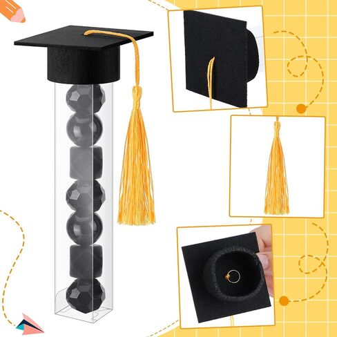 Leinuosen 100 Set 2024 Graduation Gumball Tubes Graduation Party Favors Include 100 Graduation Candy Container 100 Pcs Mini Graduation Caps with Gold Tassels Set for Grad Party Guest Supplies (Purple) in Saudi Arabia