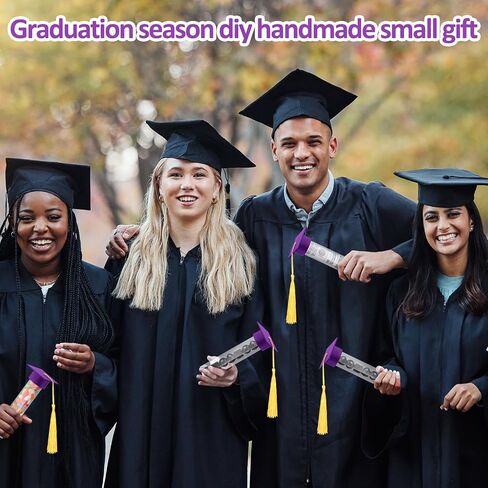 Leinuosen 100 Set 2024 Graduation Gumball Tubes Graduation Party Favors Include 100 Graduation Candy Container 100 Pcs Mini Graduation Caps with Gold Tassels Set for Grad Party Guest Supplies (Purple) in Saudi Arabia