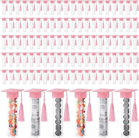 Leinuosen 100 Set 2024 Graduation Gumball Tubes Graduation Party Favors Include 100 Graduation Candy Container 100 Pcs Mini Graduation Caps with Gold Tassels Set for Grad Party Guest Supplies (Purple) in Saudi Arabia