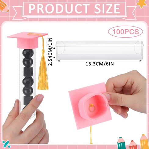 Leinuosen 100 Set 2024 Graduation Gumball Tubes Graduation Party Favors Include 100 Graduation Candy Container 100 Pcs Mini Graduation Caps with Gold Tassels Set for Grad Party Guest Supplies (Purple) in Saudi Arabia