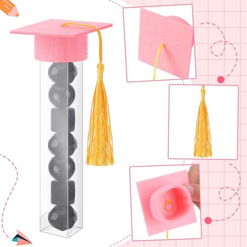 Leinuosen 100 Set 2024 Graduation Gumball Tubes Graduation Party Favors Include 100 Graduation Candy Container 100 Pcs Mini Graduation Caps with Gold Tassels Set for Grad Party Guest Supplies (Purple) in Saudi Arabia