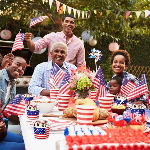 150 Pieces 4th of July Paper Ice Cream Cups Independence Day Party Supplies Disposable Ice Cream Bowls Paper Dessert Soup Bowls for Hot or Cold Food, Patriotic Theme Party Baby Shower Decoration, 8 oz in Saudi Arabia