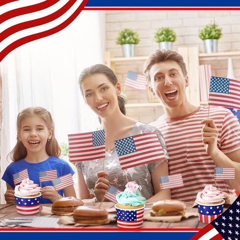 150 Pieces 4th of July Paper Ice Cream Cups Independence Day Party Supplies Disposable Ice Cream Bowls Paper Dessert Soup Bowls for Hot or Cold Food, Patriotic Theme Party Baby Shower Decoration, 8 oz in Saudi Arabia