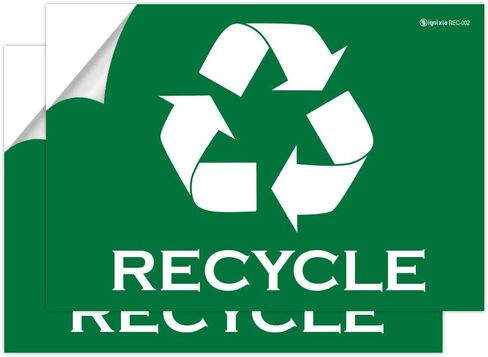 IGNIXIA Pack of 02 Recycle Sign Decals self Adhesive - Recycling Stickers Large 10 x 7 Inches Recycle Sticker for Trash can - Recycle Labels (Green) in Saudi Arabia