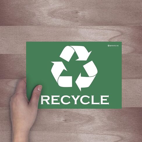 IGNIXIA Pack of 02 Recycle Sign Decals self Adhesive - Recycling Stickers Large 10 x 7 Inches Recycle Sticker for Trash can - Recycle Labels (Green) in Saudi Arabia