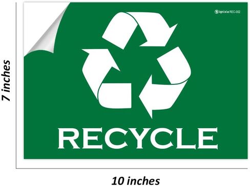 IGNIXIA Pack of 02 Recycle Sign Decals self Adhesive - Recycling Stickers Large 10 x 7 Inches Recycle Sticker for Trash can - Recycle Labels (Green) in Saudi Arabia
