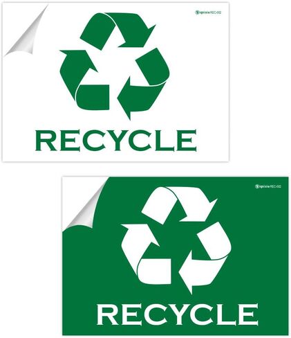 IGNIXIA Pack of 02 Recycle Sign Decals self Adhesive - Recycling Stickers Large 10 x 7 Inches Recycle Sticker for Trash can - Recycle Labels (Green) in Saudi Arabia