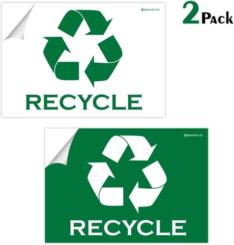 IGNIXIA Pack of 02 Recycle Sign Decals self Adhesive - Recycling Stickers Large 10 x 7 Inches Recycle Sticker for Trash can - Recycle Labels (Green) in Saudi Arabia