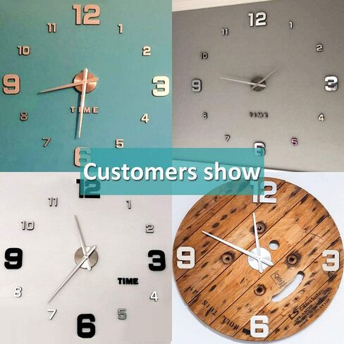 Mintime Modern بدون إطار DIY ساعة حائط كبيرة ثلاثية الأبعاد ساعة حائط أرقام مرآة لديكورات المكاتب المنزلية in Saudi Arabia