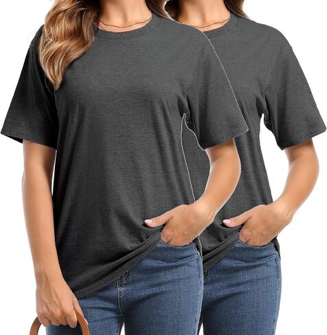 Cotton T shirt for women Crewneck Tee Short Sleeve BasicTop Plus size with 5XL Multipacks in Saudi Arabia