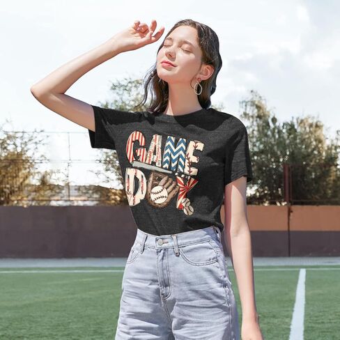 Baseball Game Day Shirt Women Baseball Mom Shirts Vintage Baseball Print Tshirt Casual Letter Print Tee Tops in Kuwait