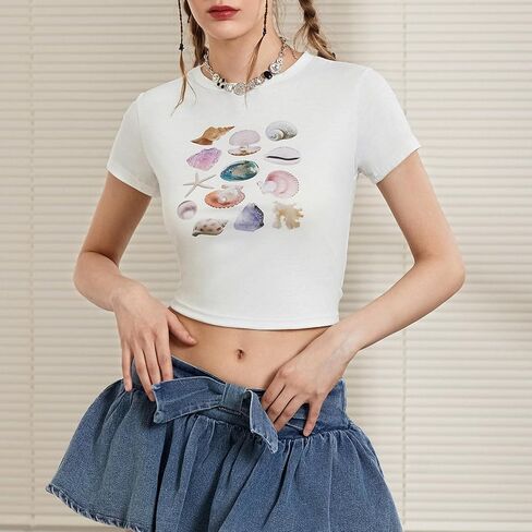تي شيرت نسائي جرافيك للأطفال تي شيرت جمالي عتيق لطيف Y2K مطبوع عليه فواكه 90s تي شيرت صيفي قصير in Kuwait