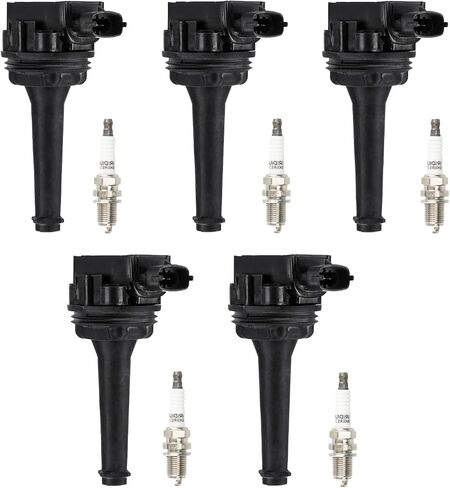 حزمة ملف الإشعال + شمعات الإشعال إيريديوم لفولفو C70 1999-2005، S60 2001-2009، S70 1999-2000، S80 1999-2006، V70 1999-2007، XC70 2003-2007، XC90 2003-2006، C1258 5 C1320 E371 UF341، 5 مجموعات in Kuwait