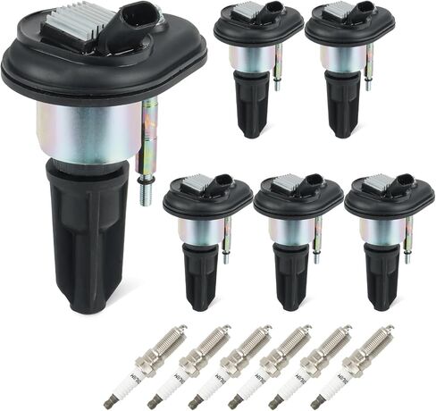 Set of 5 Ignition Coils Pack 5 Iridum Spark Plugs Compatible with 04-06 GMC Canyon, 02-05 Envoy, 04-06 Chevy Colorado, 06 Isuzu i-280 i-350, 05-09 Saab 9-7, 04-05 Buick Rainier Replace UF303 C1395 in Saudi Arabia