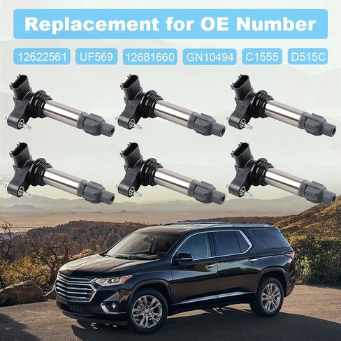 JDMON Ignition Coils Pack with Spark Plug Compatible with Chevy Camaro Malibu Equinox Impala,GMC Acadia Terrain,Cadillac ATS CTS 3.0L 3.6L Replacement for 12622561 UF-569 in Saudi Arabia