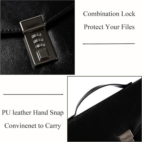 حقيبة مستندات مجلد ملفات مع قفل بكلمة مرور، منظم مكتب، جيب ملف بكلمة مرور، توسيع حافظات إدارة الأعمال، حقيبة مجلد ملفات من جلد البولي يوريثان مقاس A4 للعمل والسفر والمكتب والمنزل in Kuwait