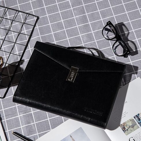 حقيبة مستندات مجلد ملفات مع قفل بكلمة مرور، منظم مكتب، جيب ملف بكلمة مرور، توسيع حافظات إدارة الأعمال، حقيبة مجلد ملفات من جلد البولي يوريثان مقاس A4 للعمل والسفر والمكتب والمنزل in Kuwait