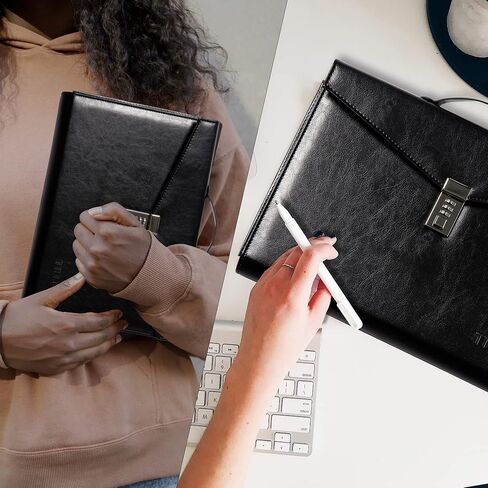 حقيبة مستندات مجلد ملفات مع قفل بكلمة مرور، منظم مكتب، جيب ملف بكلمة مرور، توسيع حافظات إدارة الأعمال، حقيبة مجلد ملفات من جلد البولي يوريثان مقاس A4 للعمل والسفر والمكتب والمنزل in Kuwait