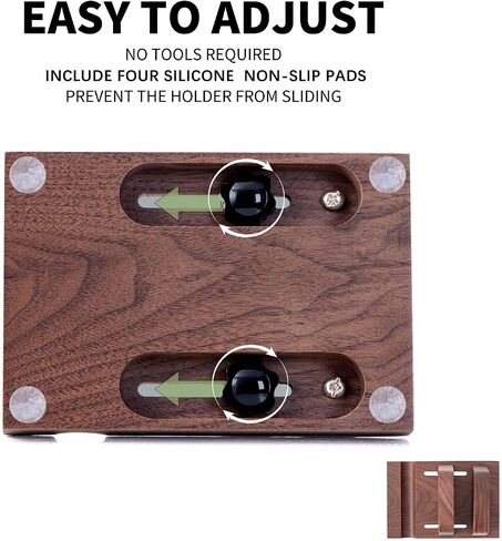 LOCDION Wooden Vertical Laptop Stand for Desk, Adjustable Laptop Holder Black Walnut Wood, Desktop Notebook Dock Space-Saving 2 in 1 for Tablets Or Cell Phones and All MacBook Pro Air, Mac, HP, Dell in Saudi Arabia