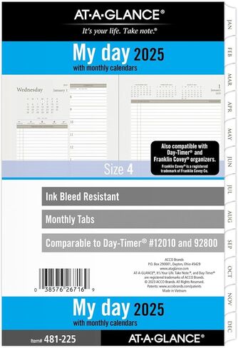 AT-A-GLANCE 2025 Planner, Daily, 5-1/2" x 8-1/2", Desk Size, Two Page Per Day Refill, Loose-Leaf (481-225-25) in Saudi Arabia