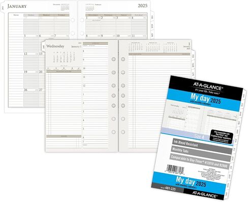 AT-A-GLANCE 2025 Planner, Daily, 5-1/2" x 8-1/2", Desk Size, Two Page Per Day Refill, Loose-Leaf (481-225-25) in Saudi Arabia