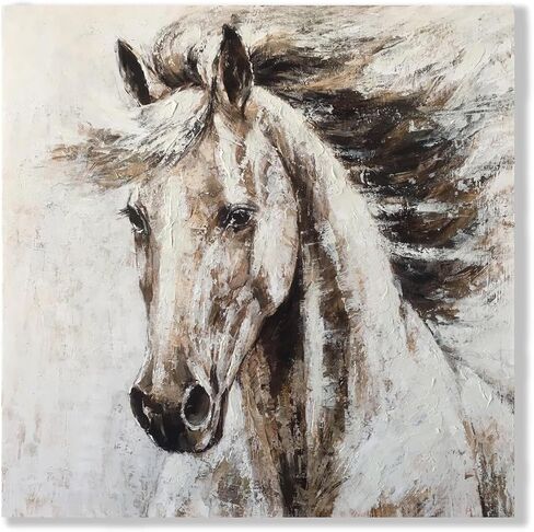 RICHSPACE ARTS Large Horse Prints Wall Art Rustic Farmhouse Pictures for Living Room Country Style Wall Decor Brown 24x24 in Kuwait