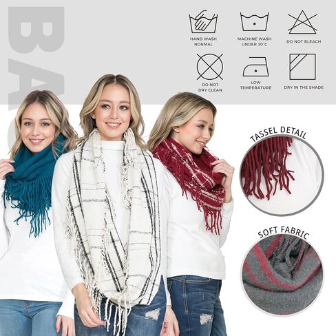 BASICO Fall Winter Scarfs for Women Plaid Infinity Scarf for Cold Weather Circle Loop Scarves in Kuwait
