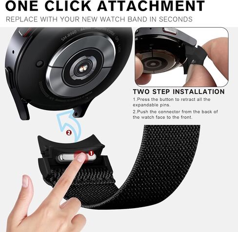 One Click No Gap Elastic Bands Compatible for Samsung Galaxy Watch 6/5/4 40mm 44mm, 5 Pro 45mm, Watch 4/6 Classic 42mm 46mm 43mm 47mm, 3Pack Soft Stretchy Strap Adjustable Nylon Sport Band in Saudi Arabia