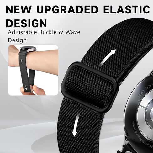One Click No Gap Elastic Bands Compatible for Samsung Galaxy Watch 6/5/4 40mm 44mm, 5 Pro 45mm, Watch 4/6 Classic 42mm 46mm 43mm 47mm, 3Pack Soft Stretchy Strap Adjustable Nylon Sport Band in Saudi Arabia