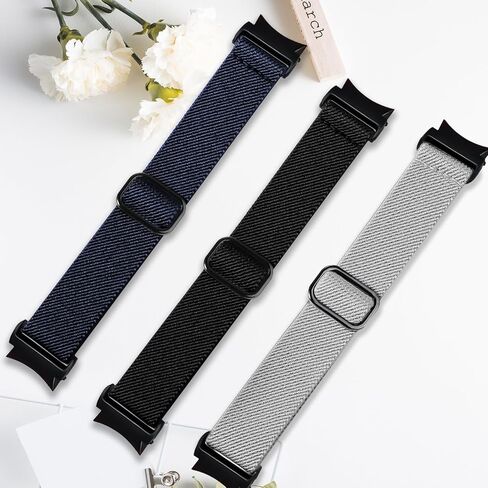 One Click No Gap Elastic Bands Compatible for Samsung Galaxy Watch 6/5/4 40mm 44mm, 5 Pro 45mm, Watch 4/6 Classic 42mm 46mm 43mm 47mm, 3Pack Soft Stretchy Strap Adjustable Nylon Sport Band in Saudi Arabia