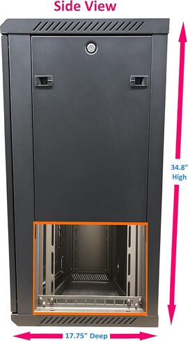 Kenuco جدار جبل رف خادم خزانة شبكة البيانات 19 بوصة رف شبكة الخادم مع قفل الباب الزجاجي 16 بوصة عميق (أسود 18U) in Kuwait