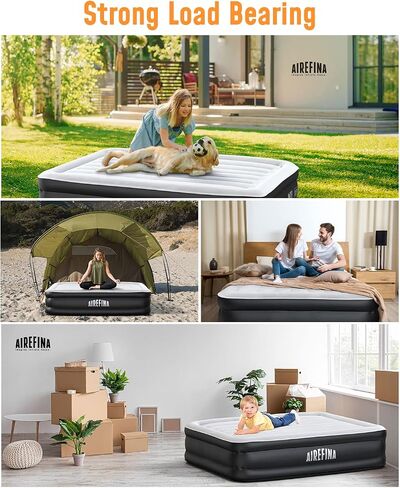 Airefina 18" Full Size Air Mattress with Built in Pump, Blow Up Mattress with Self Inflation, Durable, Portable & Flocked Top Inflatable Mattress,75x54x18in Airbed with Smooth Surface in Saudi Arabia