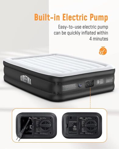 Airefina 18" Full Size Air Mattress with Built in Pump, Blow Up Mattress with Self Inflation, Durable, Portable & Flocked Top Inflatable Mattress,75x54x18in Airbed with Smooth Surface in Saudi Arabia