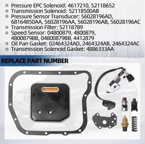 A518 A618 46RE 47RE 48RE Transmission Governor Pressure Sensor Solenoid Filter Kit, Fit for Dodge Ram 1500 2500 3500 Dakota Durango Grand Cherokee, 52118500AB 4617210 56028196AD 04800879 52118789 in Saudi Arabia