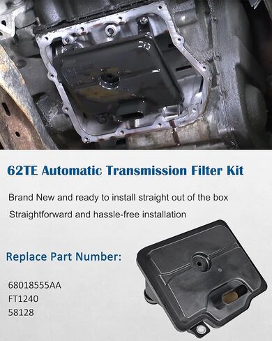 فلتر ناقل الحركة الأوتوماتيكي 62TE مع مجموعة حشية متوافقة مع كرايسلر تاون آند كانتري 200 دودج جراند كارافان أفينجر رام C/V بروماستر يستبدل # 68018555AA FT1240 58128 in Kuwait